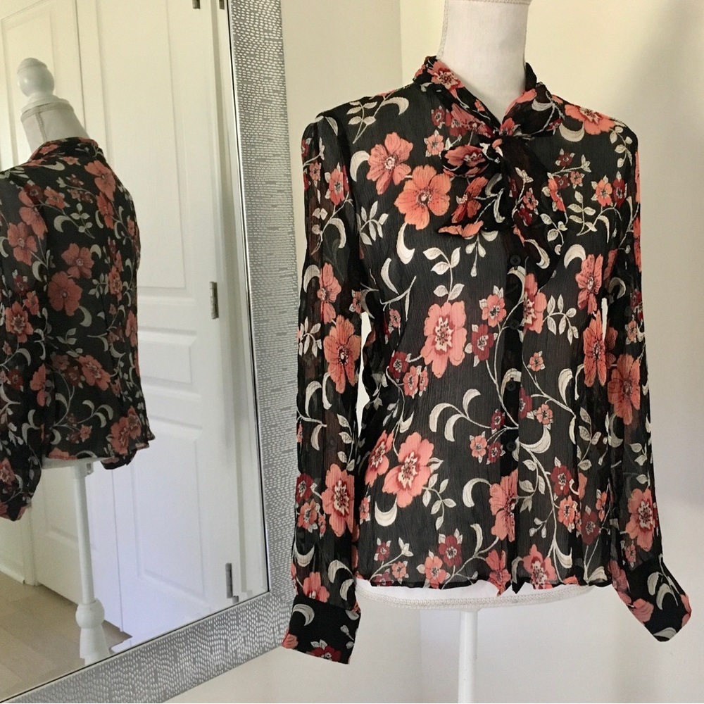 Talbots silk Floral Blouse